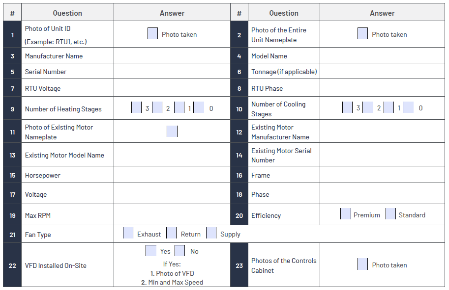 Turntide HVAC site survey checklist preview